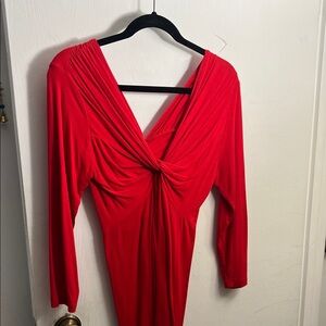 Slinky V-neck, tie-front Long Sleeve